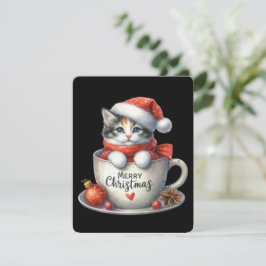Prettig Kerstmis Kat In Een Kop - Kerstmis Feestdagenkaart