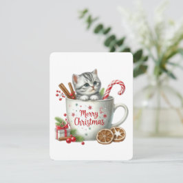 Prettig Kerstmis Kat In Een Kop - Kerstmis Feestdagenkaart