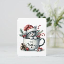 Prettig Kerstmis Kat In Een Kop - Kerstmis Feestdagenkaart