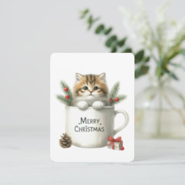 Prettig Kerstmis Kat In Een Kop - Kerstmis Feestdagenkaart