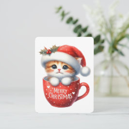 Prettig Kerstmis Kat In Een Kop - Kerstmis Feestdagenkaart