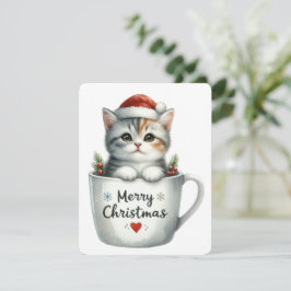 Prettig Kerstmis Kat In Een Kop - Kerstmis Feestdagenkaart