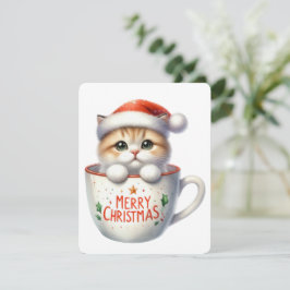 Prettig Kerstmis Kat In Een Kop - Kerstmis Feestdagenkaart