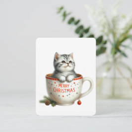 Prettig Kerstmis Kat In Een Kop - Kerstmis Feestdagenkaart
