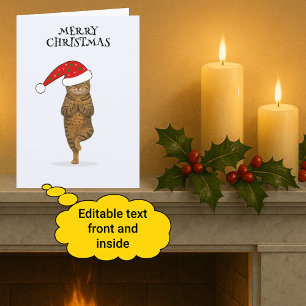 Prettig kerstmis kat yoga feestdagen kaart