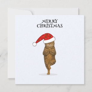 Prettig kerstmis kat yoga feestdagenkaart