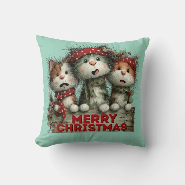 Prettig Kerstmis Katten Kussen (Voorkant)