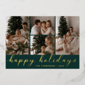 Prettig Kerstmis Kerst Script Foto Collage Folie Feestdagenkaart (Voorkant)