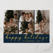 Prettig Kerstmis Kerst Script Fotocollage Folie Feestdagenkaart (Voorkant)