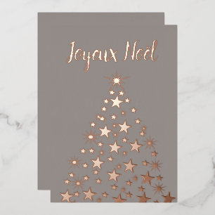 Prettig Kerstmis Kerstboom Sterren Roze Goud Folie Feestdagenkaart