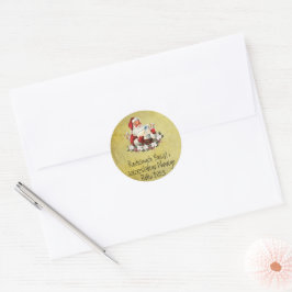 Prettig Kerstmis Kerstdag Kaart Pools Kerstman Ronde Sticker