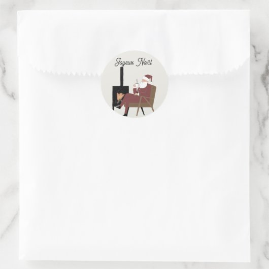 Prettig Kerstmis Kerstman bij de Haard Ronde Sticker (Tas)