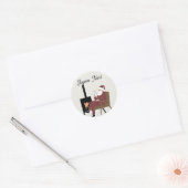 Prettig Kerstmis Kerstman bij de Haard Ronde Sticker (Envelop)