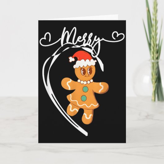 Prettig Kerstmis Kerstman Gingerbread Koppel Kerst Kaart (Voorkant)