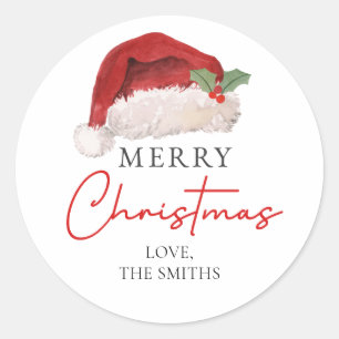 Prettig Kerstmis Kerstman Hoed Maretak Ronde Sticker
