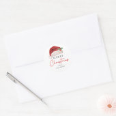 Prettig Kerstmis Kerstman Hoed Maretak Ronde Sticker (Envelop)