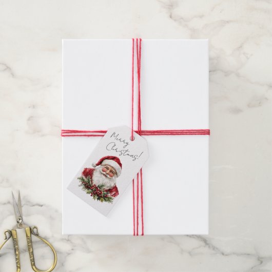Prettig Kerstmis Kerstman Kerstmis Cadeaulabel (Met Touw)