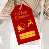 Prettig Kerstmis Kerstman & Rendier Rood Goud Cadeaulabel