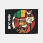 Prettig Kerstmis Kerstman Retro Vintage Zonsonderg Fleece Deken (Voorkant (Horizontaal))