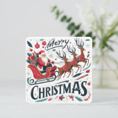 Prettig Kerstmis Kerstman slee en rendier feesteli Kaart (Staand voorkant)