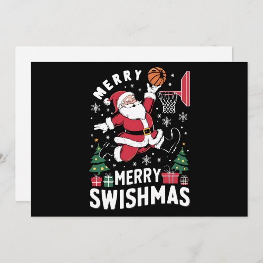 Prettig Kerstmis Kerstman speelt basketbal  Feestdagenkaart (Voorkant / Achterkant)