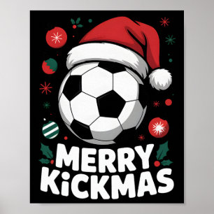 Prettig Kerstmis Kerstman Voetbal Grafisch Kinder Poster