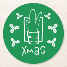 Prettig Kerstmis Kerstmis Coaster Ronde Kartonnen Onderzetter