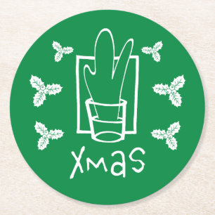 Prettig Kerstmis Kerstmis Coaster Ronde Kartonnen Onderzetter