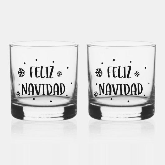 Prettig Kerstmis Kerstmis Spaans Feest Whisky Glas (Achterkant)