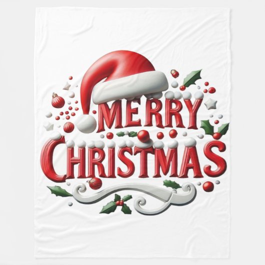 Prettig Kerstmis Kerstmuts Fleece Deken (Voorkant)