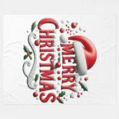 Prettig Kerstmis Kerstmuts Fleece Deken (Voorkant (Horizontaal))