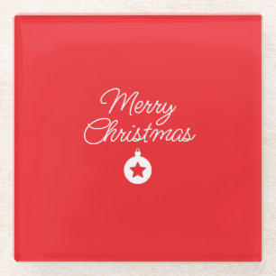 Prettig Kerstmis Klassiek Uniek Minimalistisch Een Glazen Onderzetter