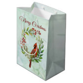 Prettig Kerstmis Klassieke Kardinaal Medium Cadeauzakje (Achterkant Gekanteld)