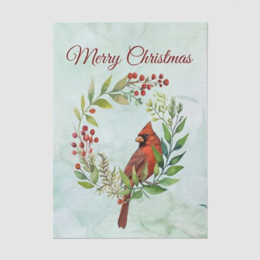 Prettig Kerstmis Klassieke Kardinaal Tissuepapier (Voorkant)