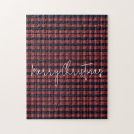 Prettig Kerstmis Klassieke Vintage Rood & Zwart Ru Legpuzzel