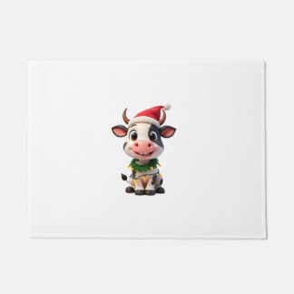 Prettig Kerstmis Koe Santa Kerstlichten Koe Xma Deurmat