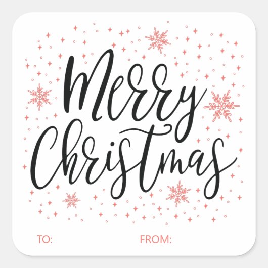 Prettig Kerstmis Koraal Kerstcadeau Vierkante Sticker (Voorkant)