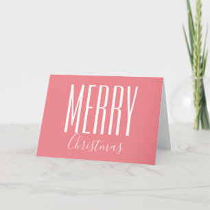 Prettig Kerstmis Koraal Roze Aanpasbaar Feestdagen Kaart