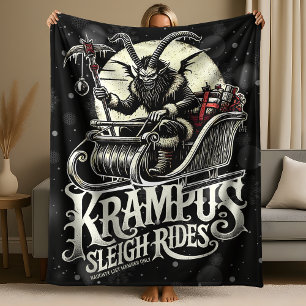 Prettig Kerstmis Krampus Kerst Krampus slee-ritten Fleece Deken