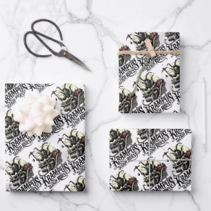 Prettig Kerstmis Krampus Kerst Sledetocht Inpakpapier Vel