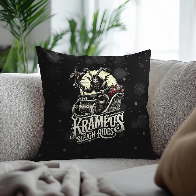 Prettig Kerstmis Krampus Kerst Sleetocht Kussen (Creator heeft geüpload)