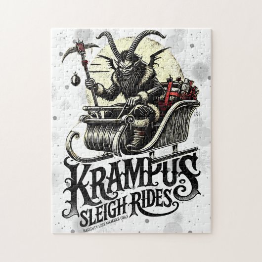 Prettig Kerstmis Krampus Kerst Sleetocht Legpuzzel (Verticaal)