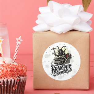 Prettig Kerstmis Krampus Kerst Sleetocht Ronde Sticker