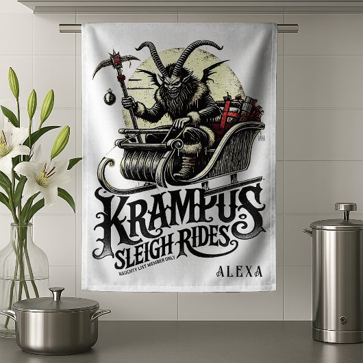 Prettig Kerstmis Krampus Kerstmis slee-ritten Theedoek