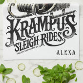 Prettig Kerstmis Krampus Kerstmis slee-ritten Theedoek (Gevouwen)