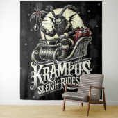 Prettig Kerstmis Krampus Kerstmis slee-ritten Wandkleed (In situ)