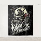 Prettig Kerstmis Krampus Kerstmis slee-ritten Wandkleed (Voorkant)