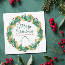 Prettig Kerstmis Krans Mooie Nieuwe Thuis Adres