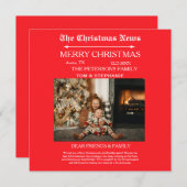 Prettig Kerstmis Krant Gezinsfoto Feestdagenkaart (Voorkant / Achterkant)