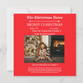 Prettig Kerstmis Krant Gezinsfoto Feestdagenkaart